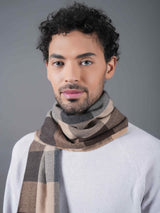 Brown Checkered Poly - Wool Muffler - TOSSIDO