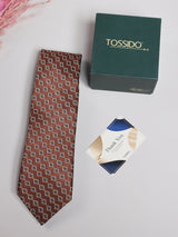 Brown Diamond Geometric Necktie - TOSSIDO