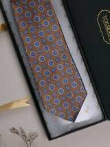 Brown Floral Woven Silk Necktie - TOSSIDO