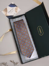 Brown Floral Woven Silk Necktie - TOSSIDO