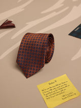 Brown Geometric Silk Necktie - TOSSIDO