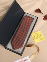 Brown Geometric Silk Necktie - TOSSIDO