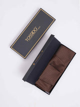 Brown Geometric Woven Cravat & Pocket Square Set - TOSSIDO