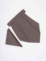 Brown Geometric Woven Cravat & Pocket Square Set - TOSSIDO