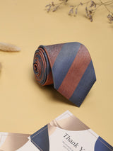 Brown & Grey Stripes Woven Silk Necktie - TOSSIDO