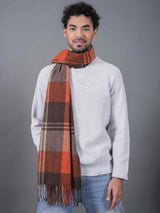 Brown & Orange Checkered Poly - Wool Muffler - TOSSIDO