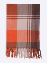Brown & Orange Checkered Poly - Wool Muffler - TOSSIDO