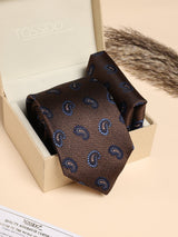 Brown Paisley Performance Silk™ Necktie & Pocket Square Gift Set - TOSSIDO