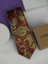 Brown Paisley Printed Necktie - TOSSIDO