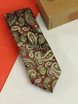 Brown Paisley Printed Necktie - TOSSIDO