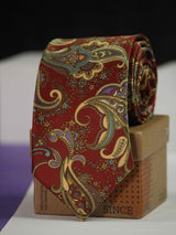 Brown Paisley Printed Necktie - TOSSIDO
