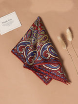 Brown Paisley Silk Pocket Square - TOSSIDO