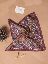 Brown Paisley Silk Pocket Square - TOSSIDO