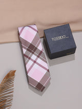 Brown & Pink Micro Fiber Necktie - TOSSIDO