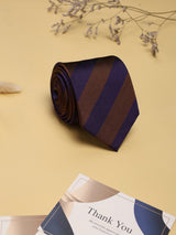 Brown & Purple Stripes Woven Silk Necktie - TOSSIDO