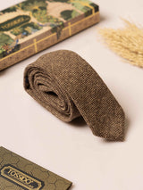 Brown Solid Wool Necktie - TOSSIDO