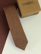 Brown Solid Wool Skinny Necktie - TOSSIDO