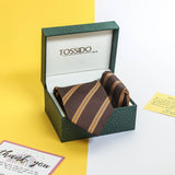 Brown Stripe Necktie & Pocket Square Giftset - TOSSIDO