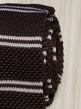 Brown Stripe Silk Knitted Necktie - TOSSIDO