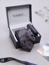 Brown Stripe Woven Necktie & Pocket Square Giftset - TOSSIDO