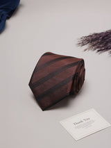 Brown Stripes Teflon Silk Necktie - TOSSIDO