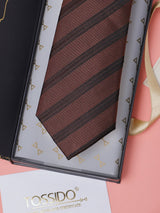 Brown Stripes Teflon Silk Necktie - TOSSIDO