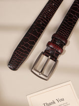 Burgundy Crocodile Leather Belt