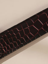 Burgundy Crocodile Leather Belt