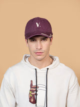 Burgundy V Embroidered Baseball Cap - TOSSIDO