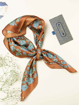 Burnt Orange Paisley Printed Satin Neckerchief - TOSSIDO