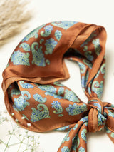 Burnt Orange Paisley Printed Satin Neckerchief - TOSSIDO