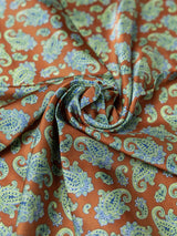Burnt Orange Paisley Printed Satin Neckerchief - TOSSIDO