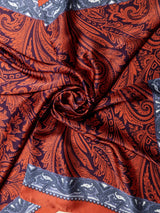Burnt Orange Paisley Printed Satin Neckerchief - TOSSIDO