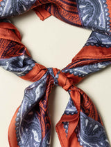 Burnt Orange Paisley Printed Satin Neckerchief - TOSSIDO