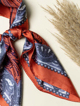 Burnt Orange Paisley Printed Satin Neckerchief - TOSSIDO