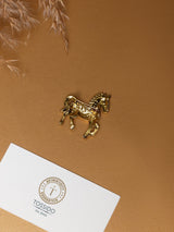 Champagne Crystal Prancing Horse Brooch - TOSSIDO