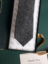 Charcoal Grey Textured Wool Skinny Necktie - TOSSIDO