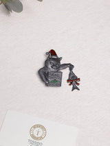 Christmas Cat Santa Hat Brooch - TOSSIDO