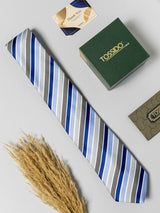Classic Blue & Grey Multistripe Necktie - TOSSIDO