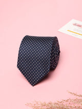 Classic Blue & White Dotted Woven Silk Necktie - TOSSIDO