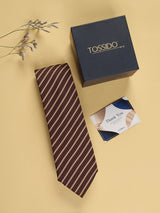 Classic Brown Stripe Necktie - TOSSIDO