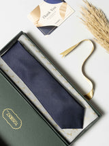 Classic Navy Blue Pure Silk Necktie ( Teflon Coated) - TOSSIDO