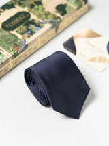 Classic Navy Blue Pure Silk Necktie ( Teflon Coated) - TOSSIDO