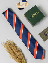 Classic Navy & Crimson Striped Necktie - TOSSIDO