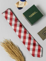 Classic Red Checkered Necktie - TOSSIDO