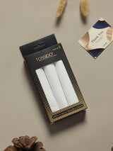 Classic White Jacquard Stripe Cotton Handkerchief Set - TOSSIDO