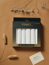 Classic White Pocket Cotton Handkerchief Set - TOSSIDO