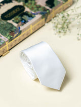 Classic White Twill Slim Necktie - TOSSIDO