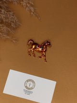 Copper Enamel Saddled Horse Brooch - TOSSIDO
