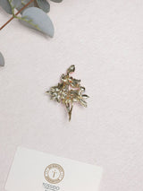 Coral Peony Blue Leaf Pearl Brooch